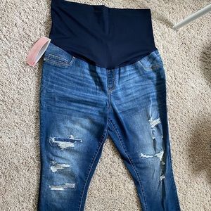 LIZ LANGE MATERNITY DISTRESSED JEANS XL